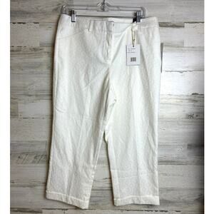Zac & Rachel women's 12 slim crop white geometric pattern cotton new with tag0